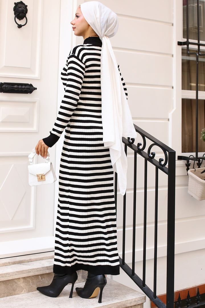 BNG Women Striped Knit Dress Black - Clermont