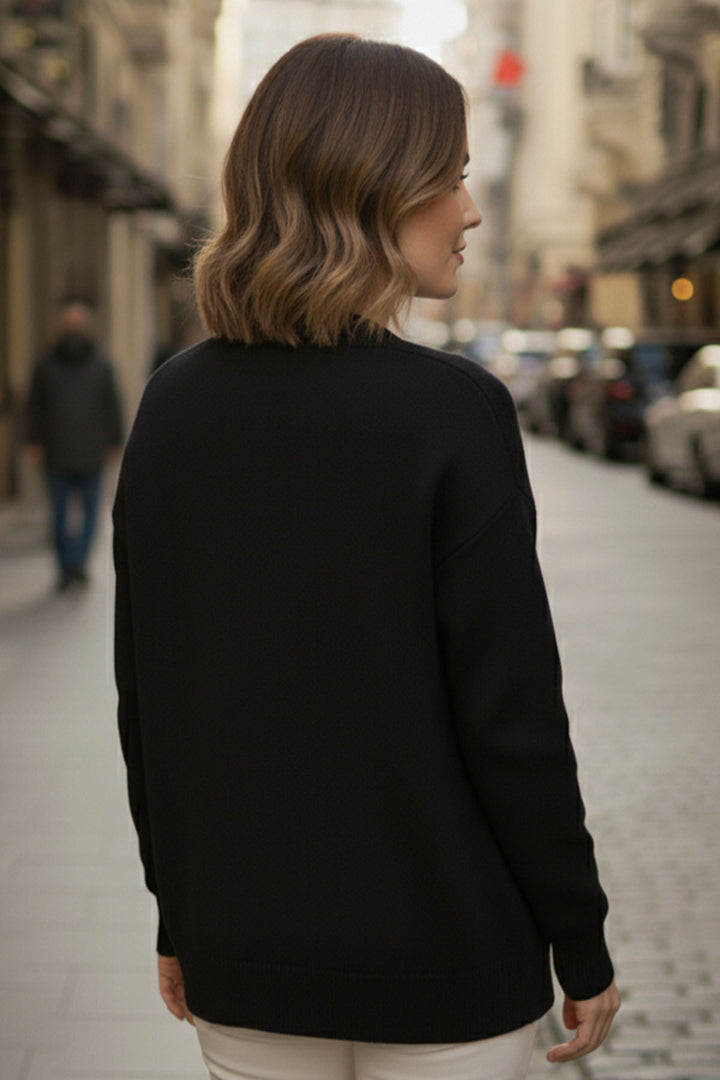 BNG Women Pearl Detailed Knit Cardigan H25300 Black - Missouri City