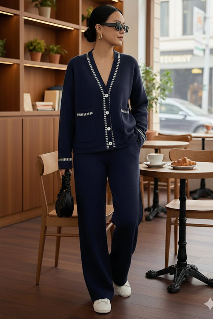 BNG Women Kesik Çizgili Ceket Takım H25306 Lacivert - Bridgewater