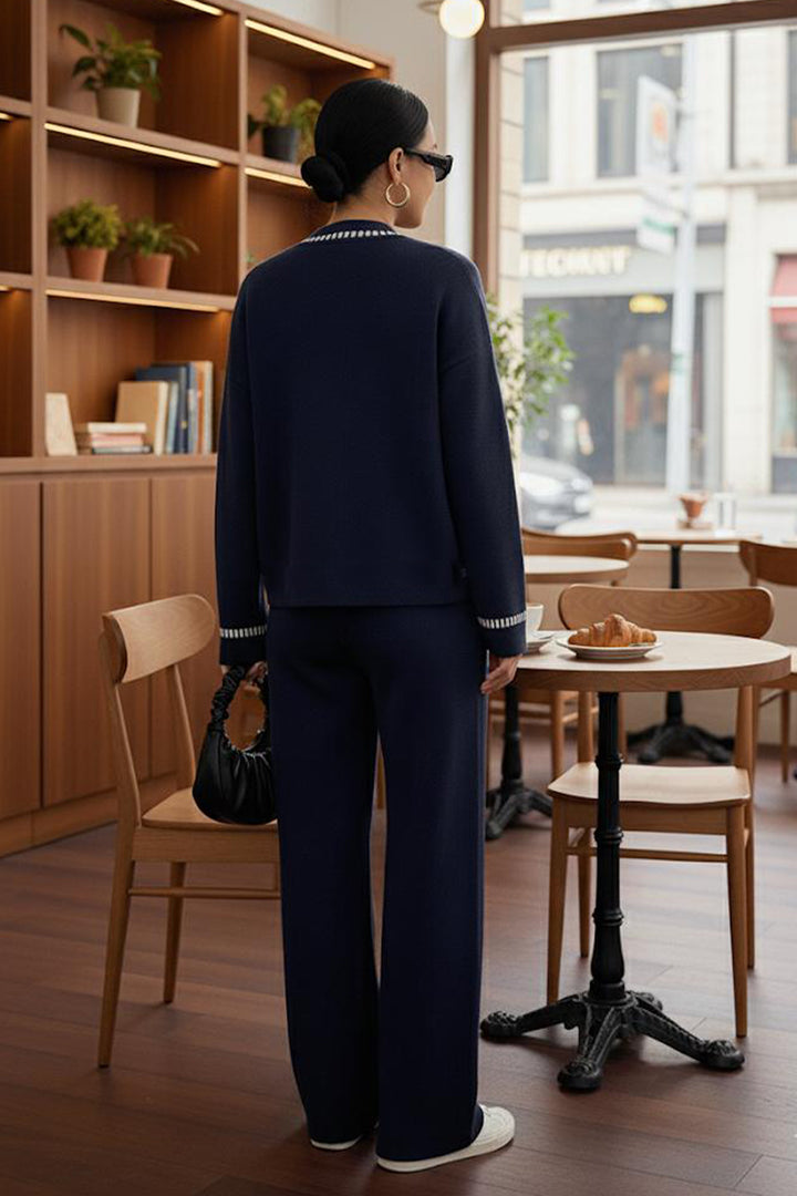 BNG Women Kesik Çizgili Ceket Takım H25306 Lacivert - Bridgewater