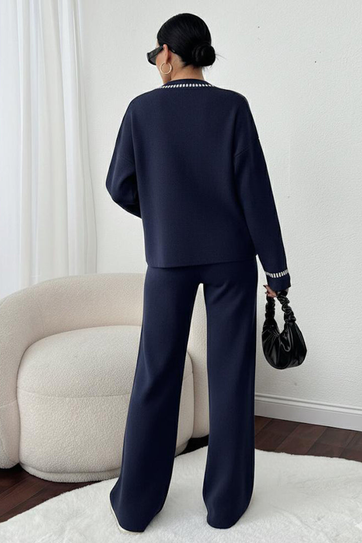 BNG Women Kesik Çizgili Ceket Takım H25306 Lacivert - Bridgewater