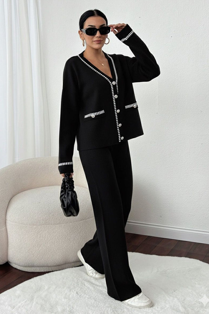 BNG Women Cut Striped Suit Jacket H25306 Black - Fedosiia