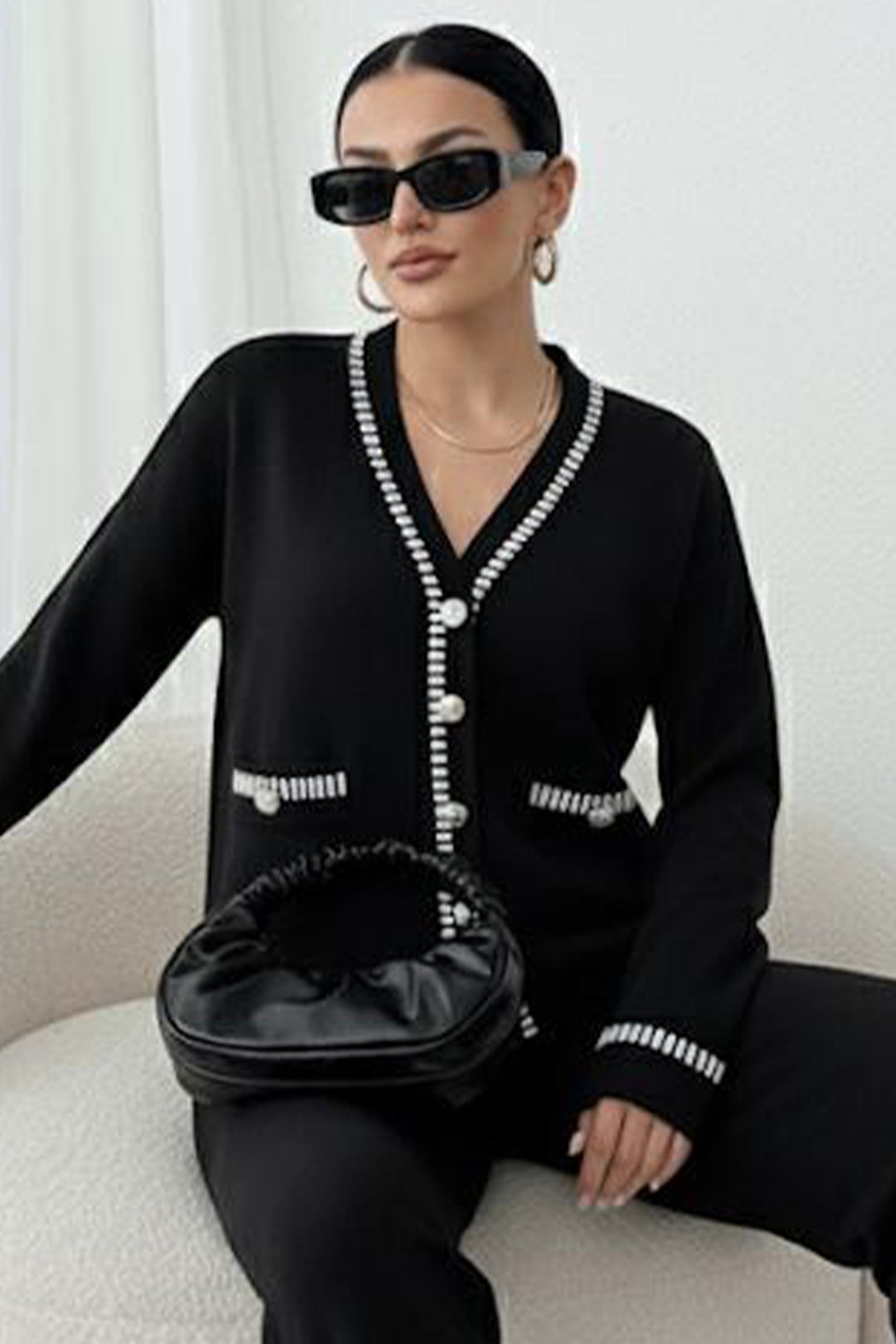 BNG Women Cut Striped Suit Jacket H25306 Black - Fedosiia