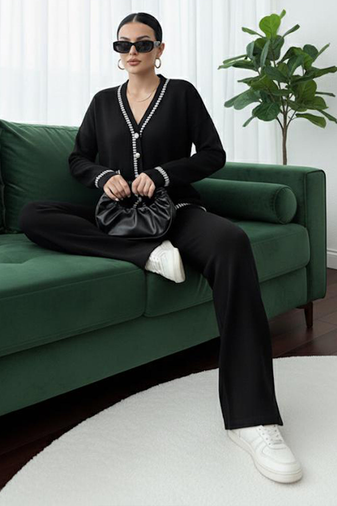 BNG Women Cut Striped Suit Jacket H25306 Black - Fedosiia