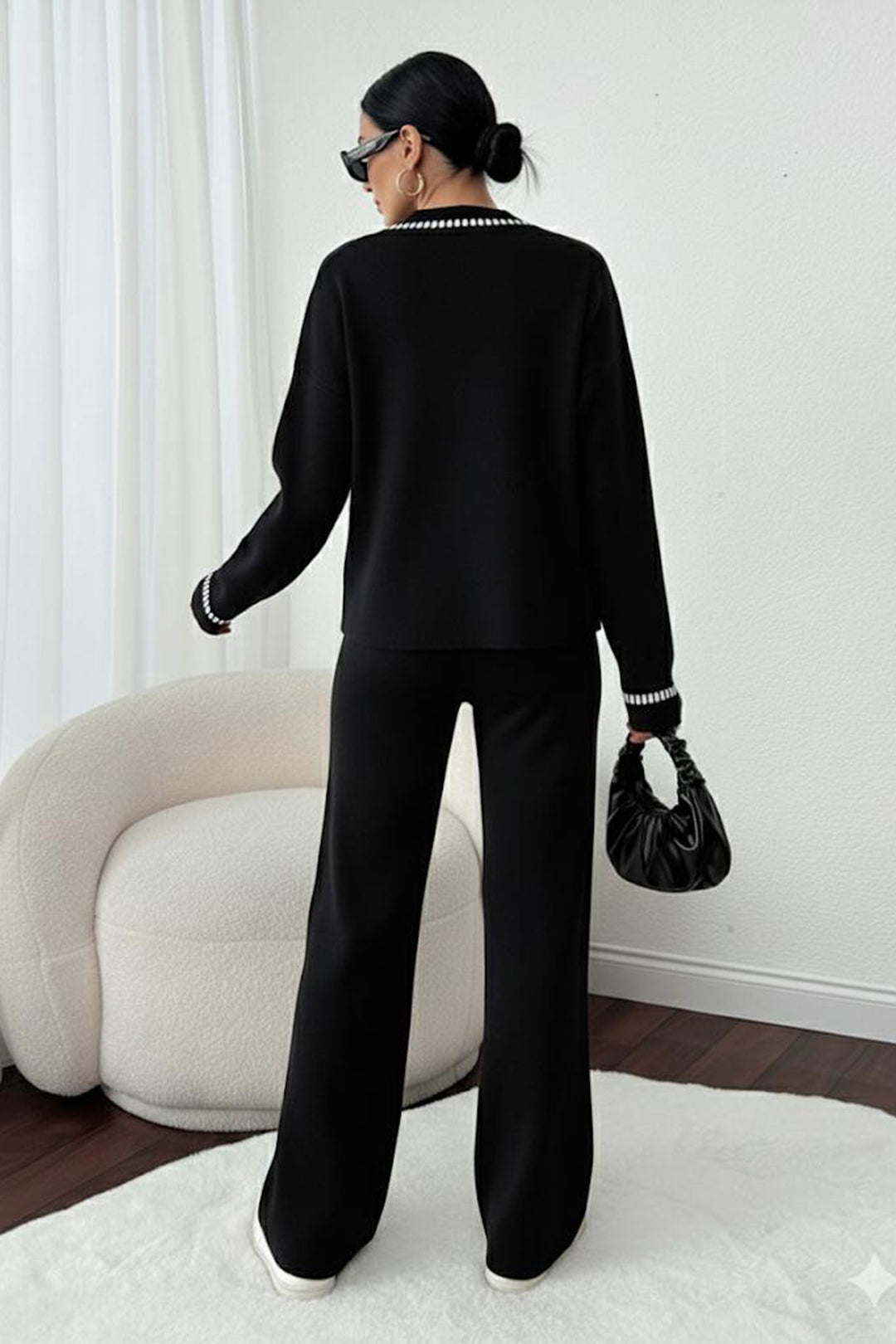 BNG Women Cut Striped Suit Jacket H25306 Black - Fedosiia