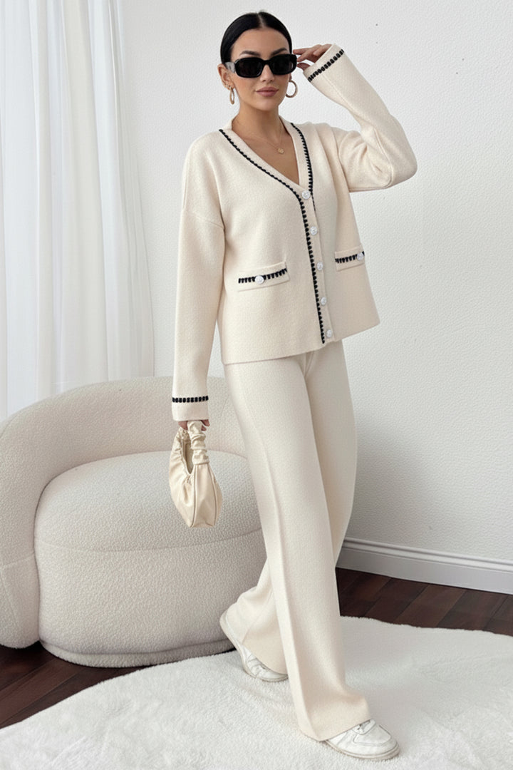BNG Women Kesik Çizgili Ceket Takım H25306 Taş Rengi - Umán