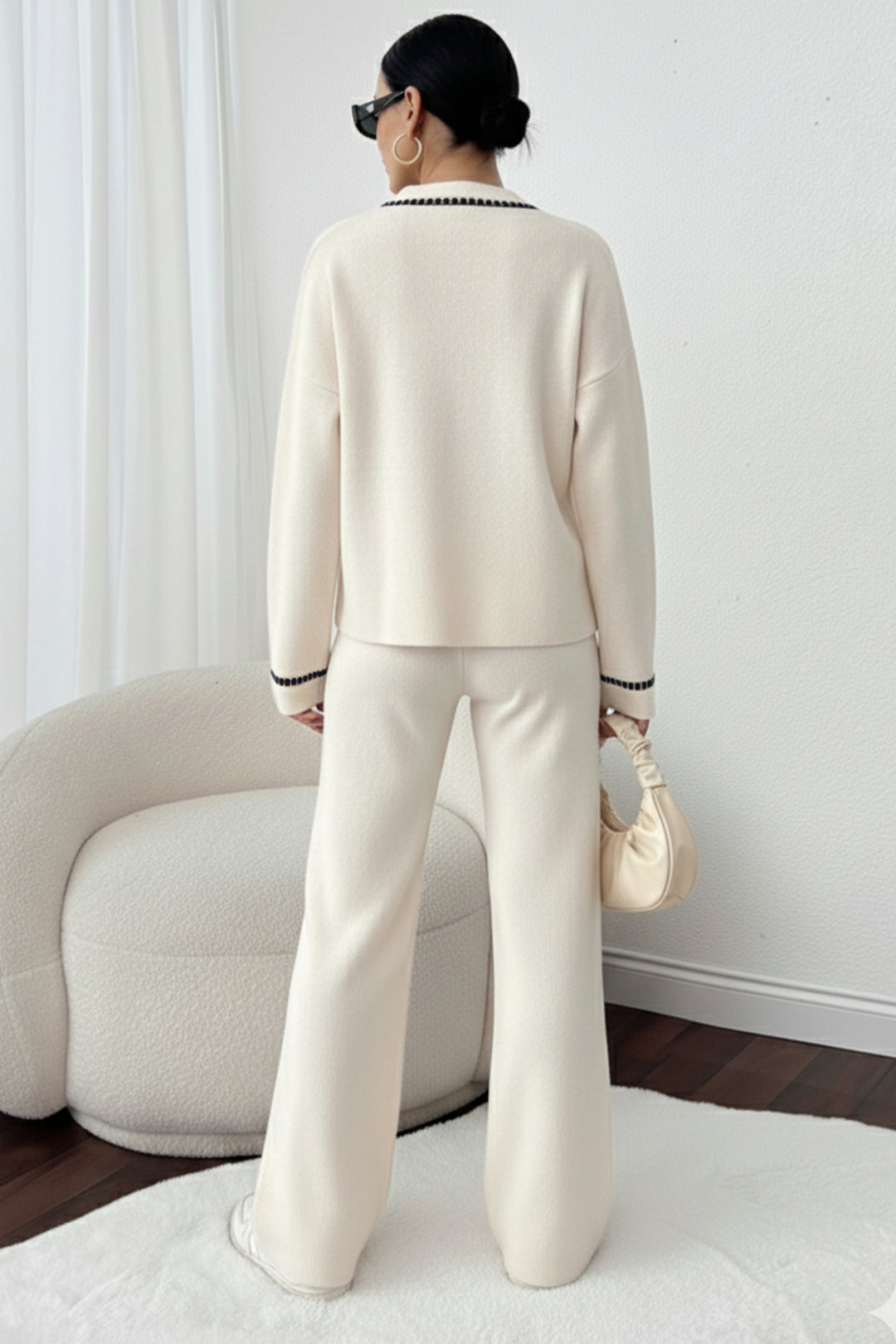 BNG Women Kesik Çizgili Ceket Takım H25306 Taş Rengi - Umán