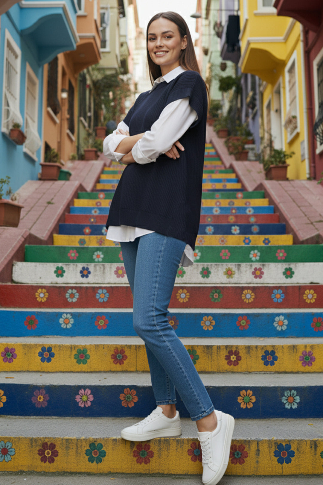 BNG Women Hair Braided Sweater H25310 Navy - Bethlehem