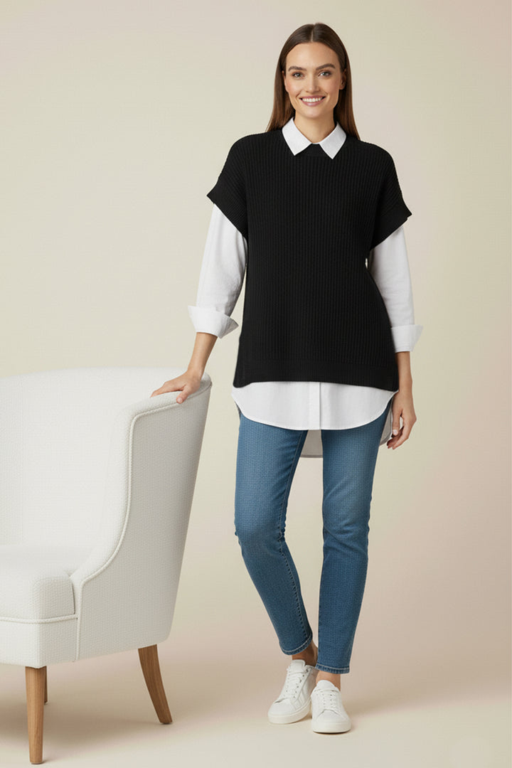 BNG Women Saç Örgü Süveter H25310 Siyah - Maia