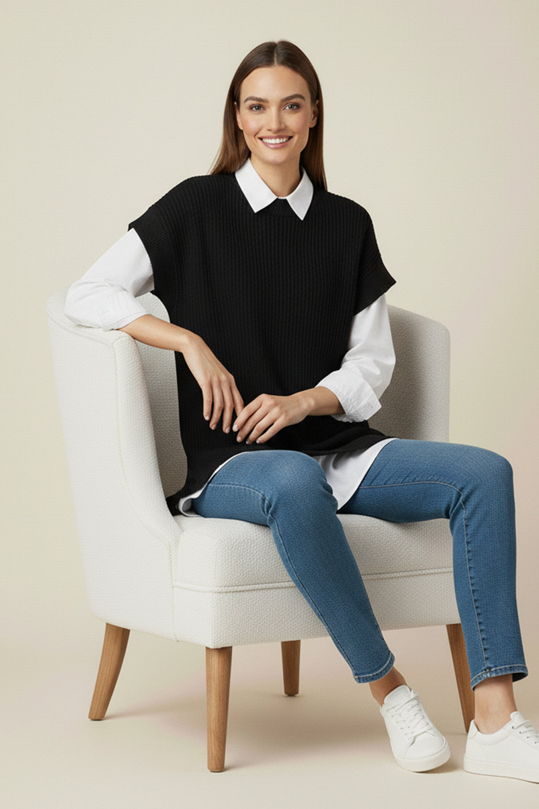 BNG Women Saç Örgü Süveter H25310 Siyah - Maia