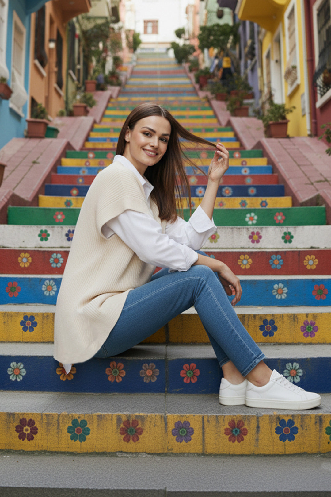 BNG Women Saç Örgü Süveter H25310 Taş Rengi - Kamp-Lintfort