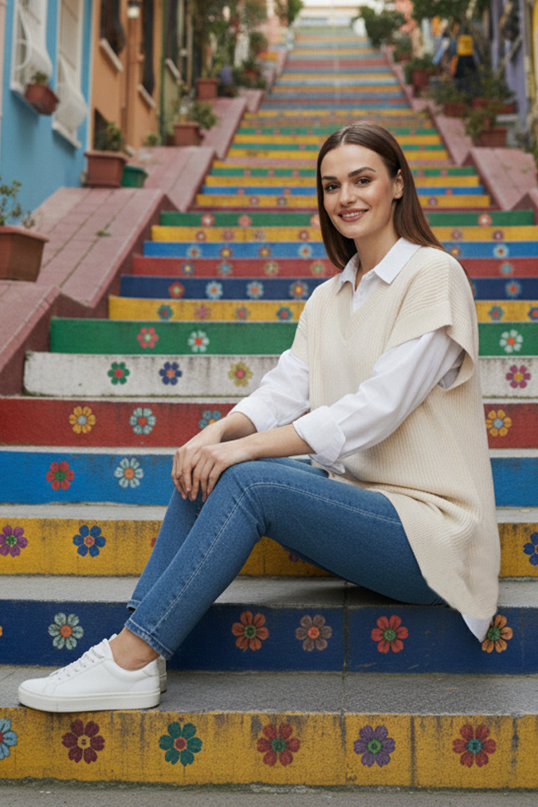 BNG Women Saç Örgü Süveter H25310 Taş Rengi - Kamp-Lintfort