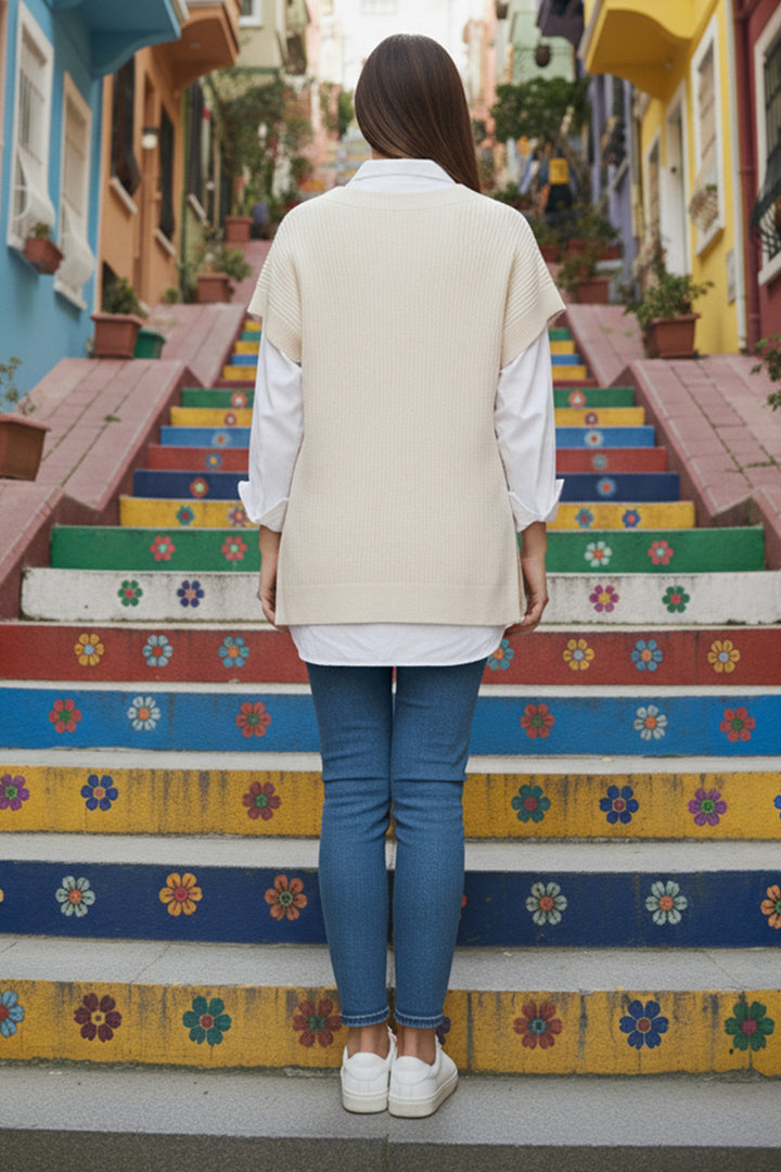 BNG Women Saç Örgü Süveter H25310 Taş Rengi - Kamp-Lintfort