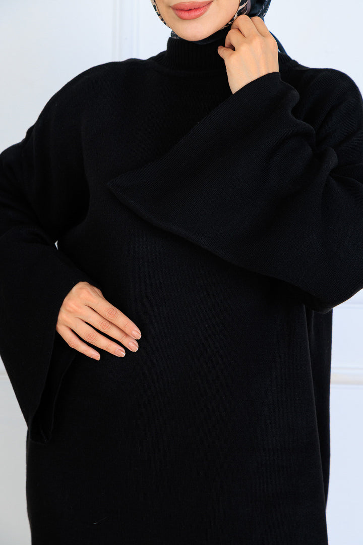 BNG Women Uzun Triko Elbise H25303 Siyah - Wenatchee