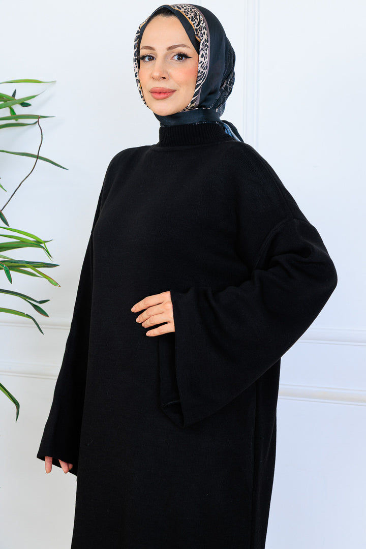 BNG Women Uzun Triko Elbise H25303 Siyah - Wenatchee