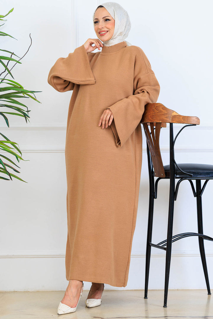 BNG Women Uzun Triko Elbise H25303 Vizon - Carson