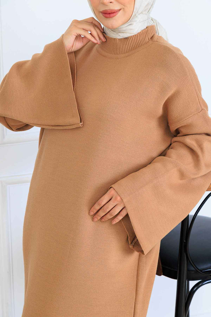 BNG Women Uzun Triko Elbise H25303 Vizon - Carson