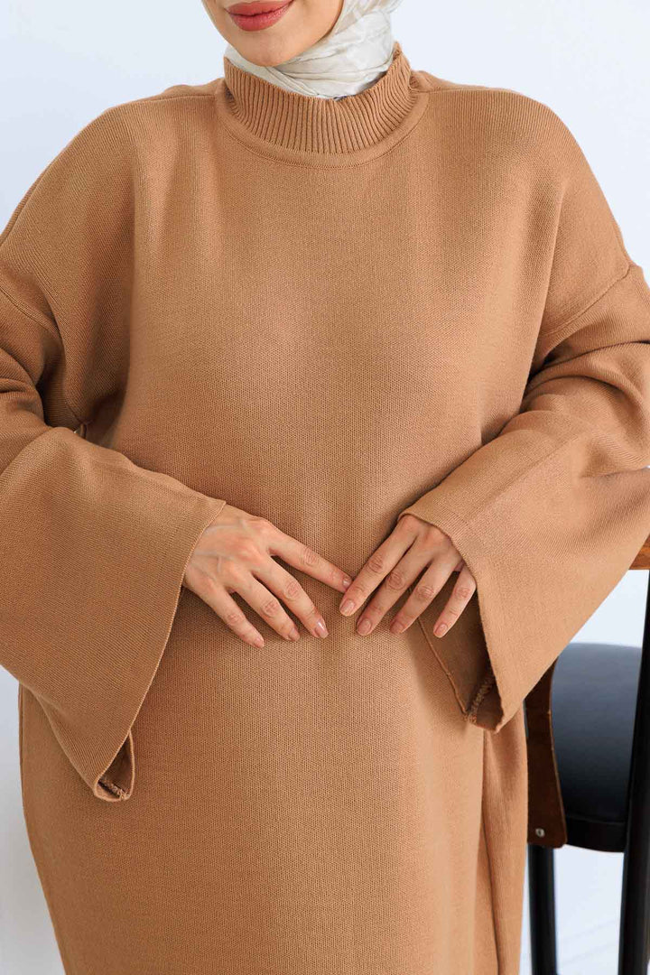 BNG Women Uzun Triko Elbise H25303 Vizon - Carson