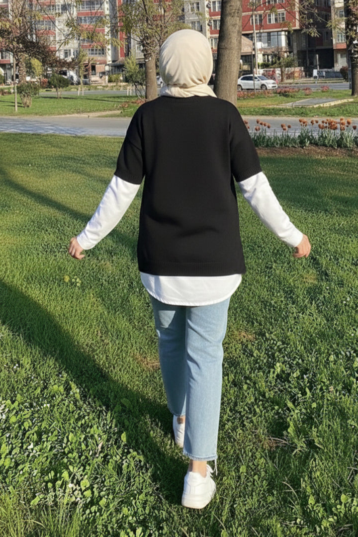 BNG Women Fitilli Oversize Triko Süveter H25304 Siyah - Colorado Springs