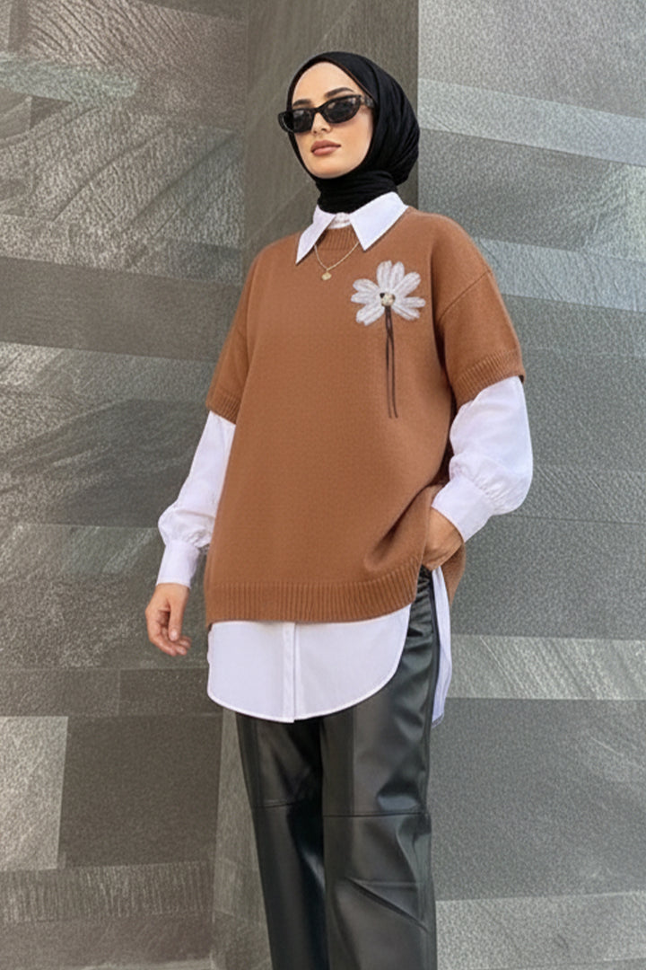 BNG Women Fitilli Oversize Triko Süveter H25304 Vizon - Wichita Falls