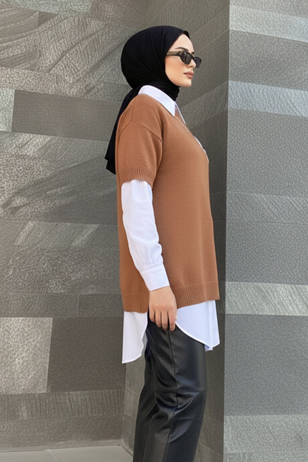 BNG Women Fitilli Oversize Triko Süveter H25304 Vizon - Wichita Falls