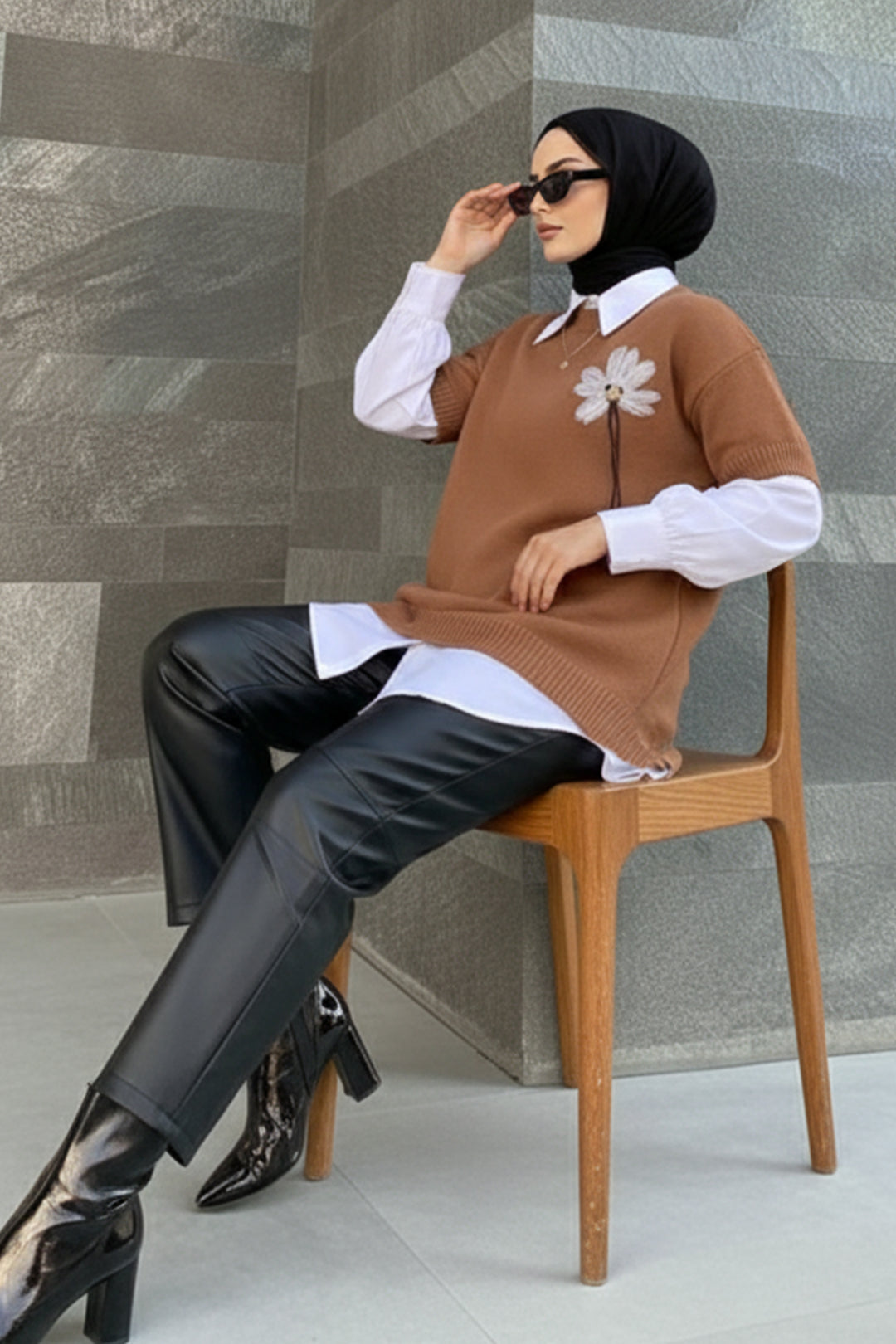 BNG Women Fitilli Oversize Triko Süveter H25304 Vizon - Wichita Falls