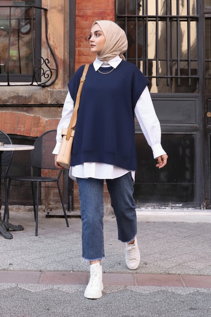 BNG Women Oversize Triko Süveter H25305 Lacivert - Panevėžys