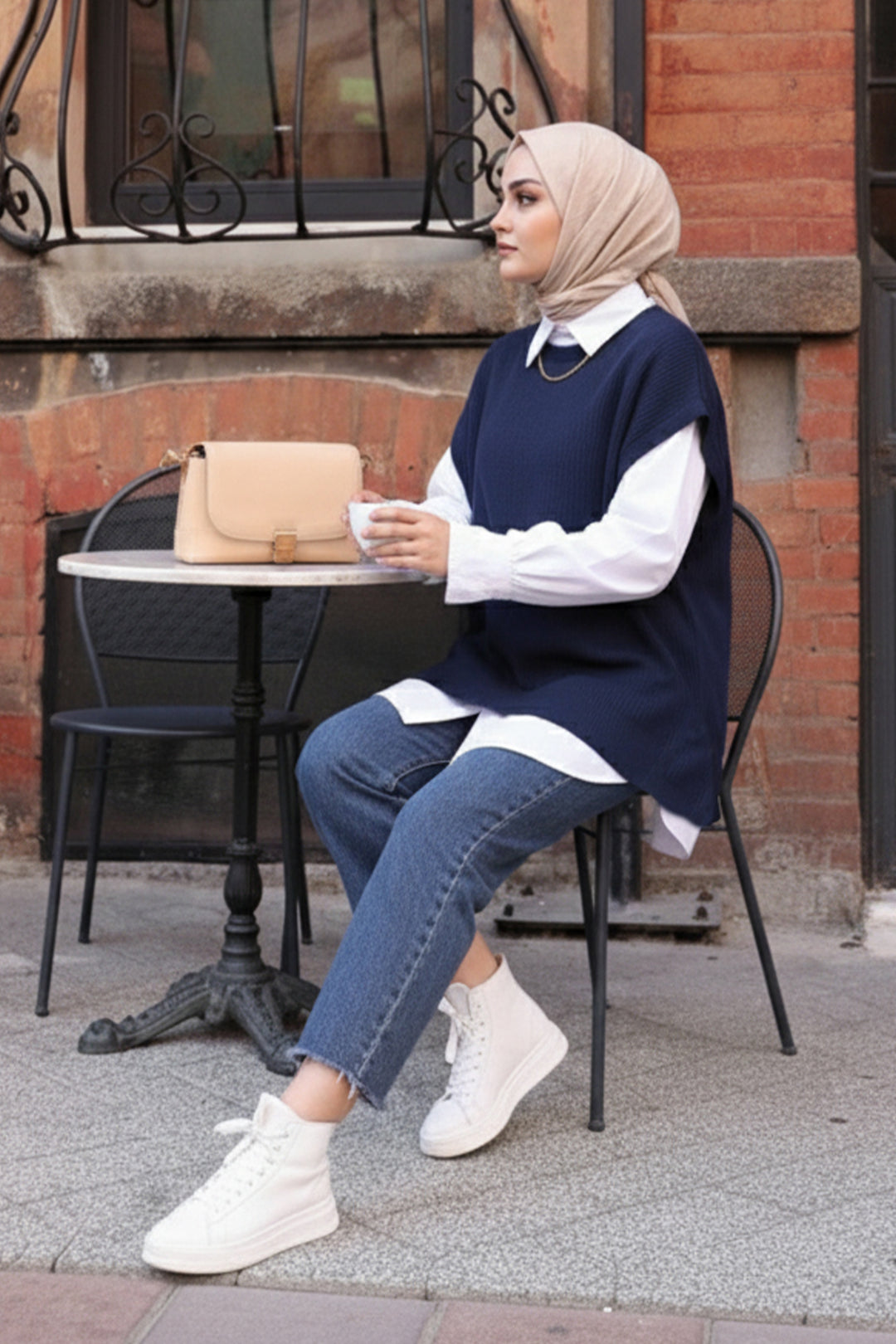 BNG Women Oversize Triko Süveter H25305 Lacivert - Panevėžys