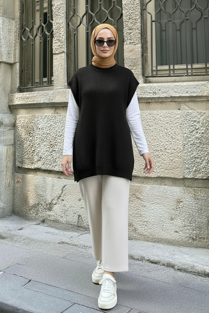 BNG Women Oversize Triko Süveter H25305 Siyah - Washington