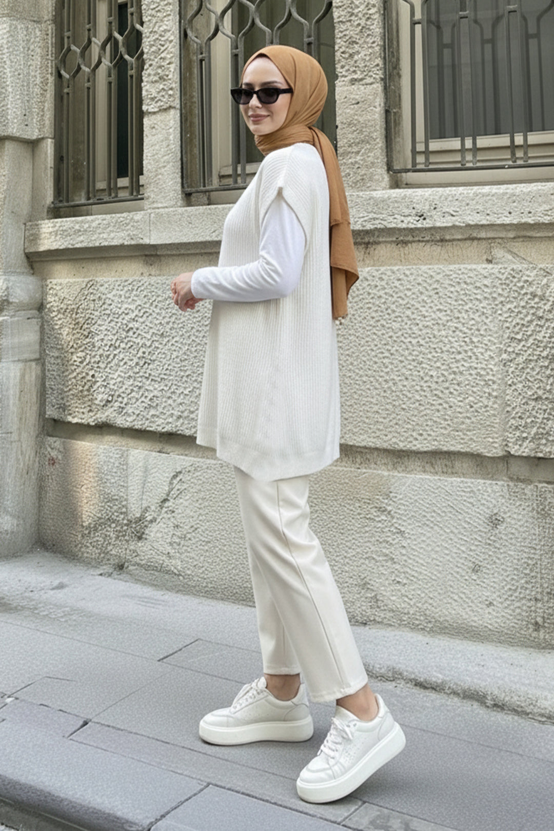 BNG Women Oversize Triko Süveter H25305 Taş Rengi - Sabinas