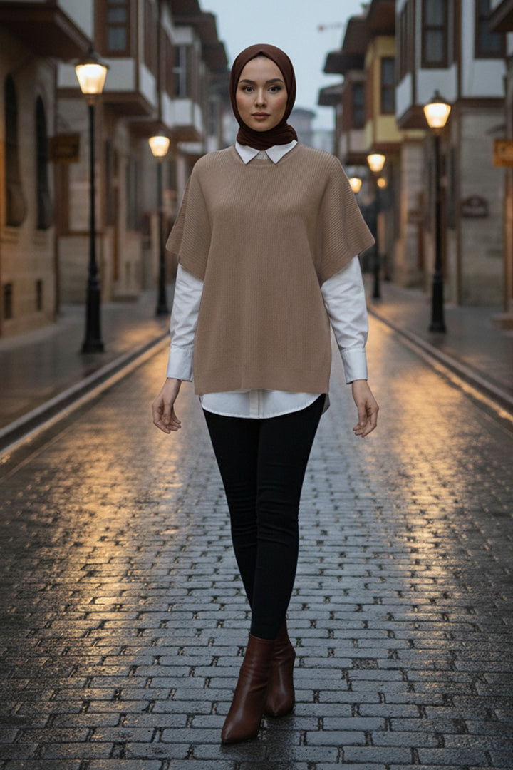 BNG Women Oversize Triko Süveter H25305 Vizon - North Miami