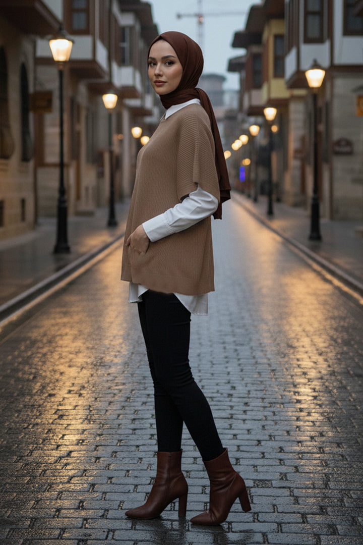 BNG Women Oversize Triko Süveter H25305 Vizon - North Miami