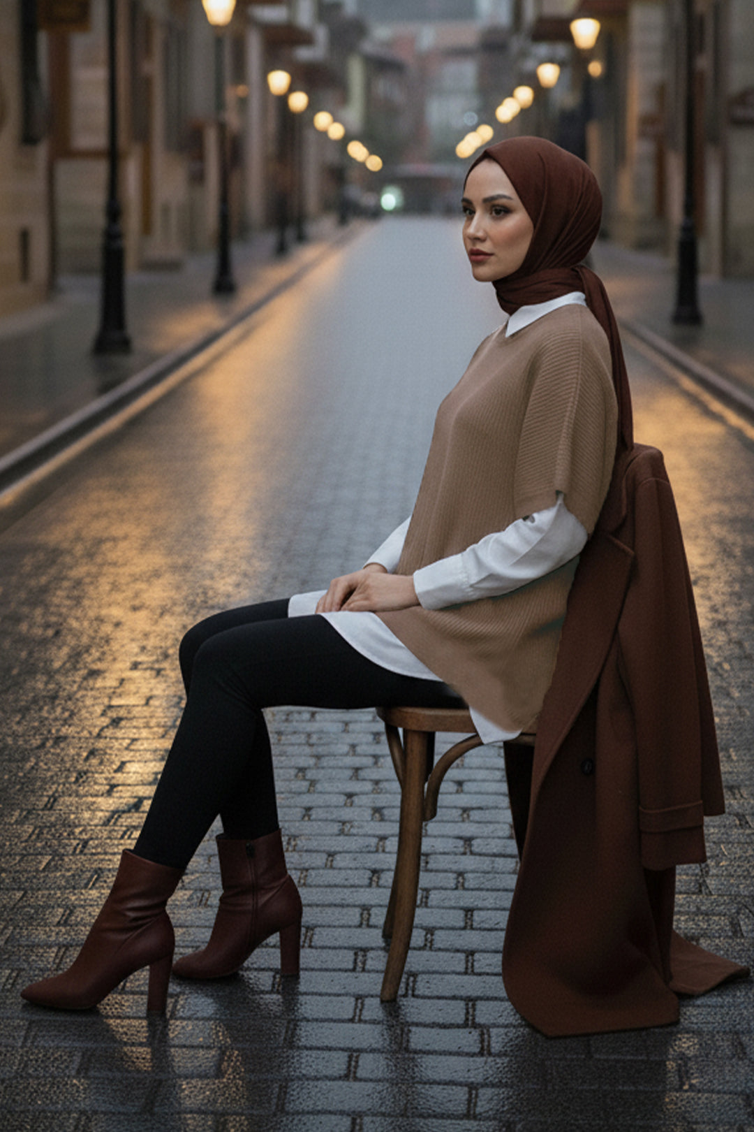 BNG Women Oversize Triko Süveter H25305 Vizon - North Miami