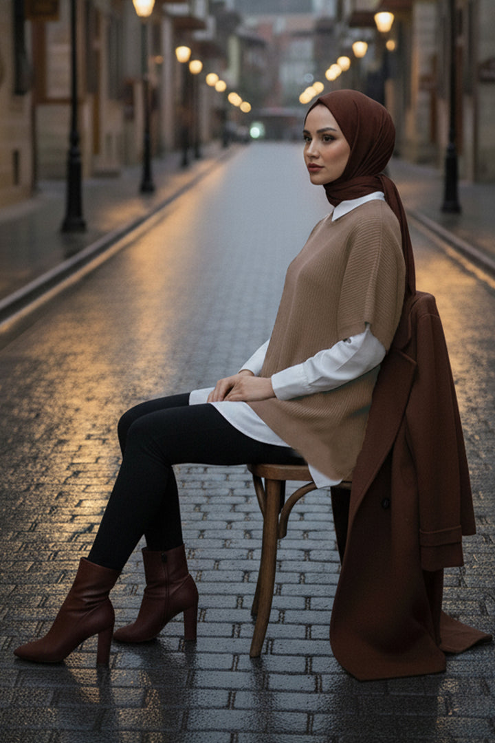 BNG Women Oversize Triko Süveter H25305 Vizon - North Miami