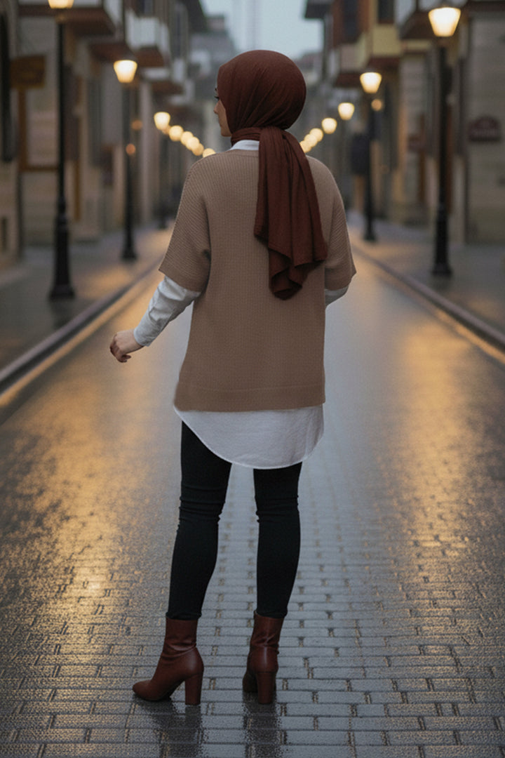 BNG Women Oversize Triko Süveter H25305 Vizon - North Miami