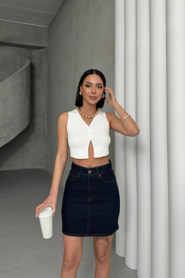 XLJ Short Length Denim Skirt with Stitched Hem Mixed - Cloppenburg