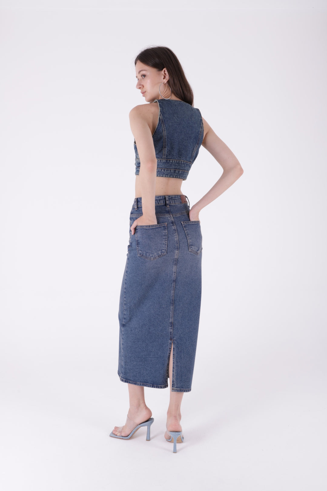 XLJ Classic Long Denim Skirt Mixed - León
