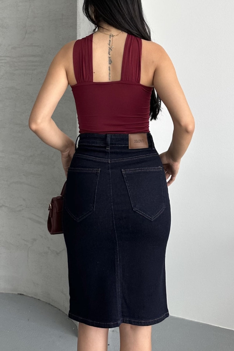 XLJ Classic Mid Length Denim Skirt Mixed - Rîbniţa