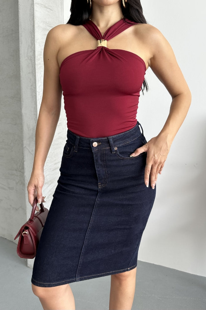 XLJ Classic Mid Length Denim Skirt Mixed - Rîbniţa