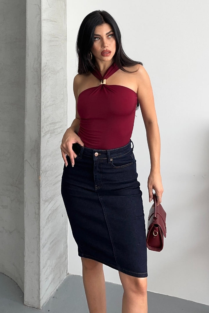 XLJ Classic Mid Length Denim Skirt Mixed - Rîbniţa