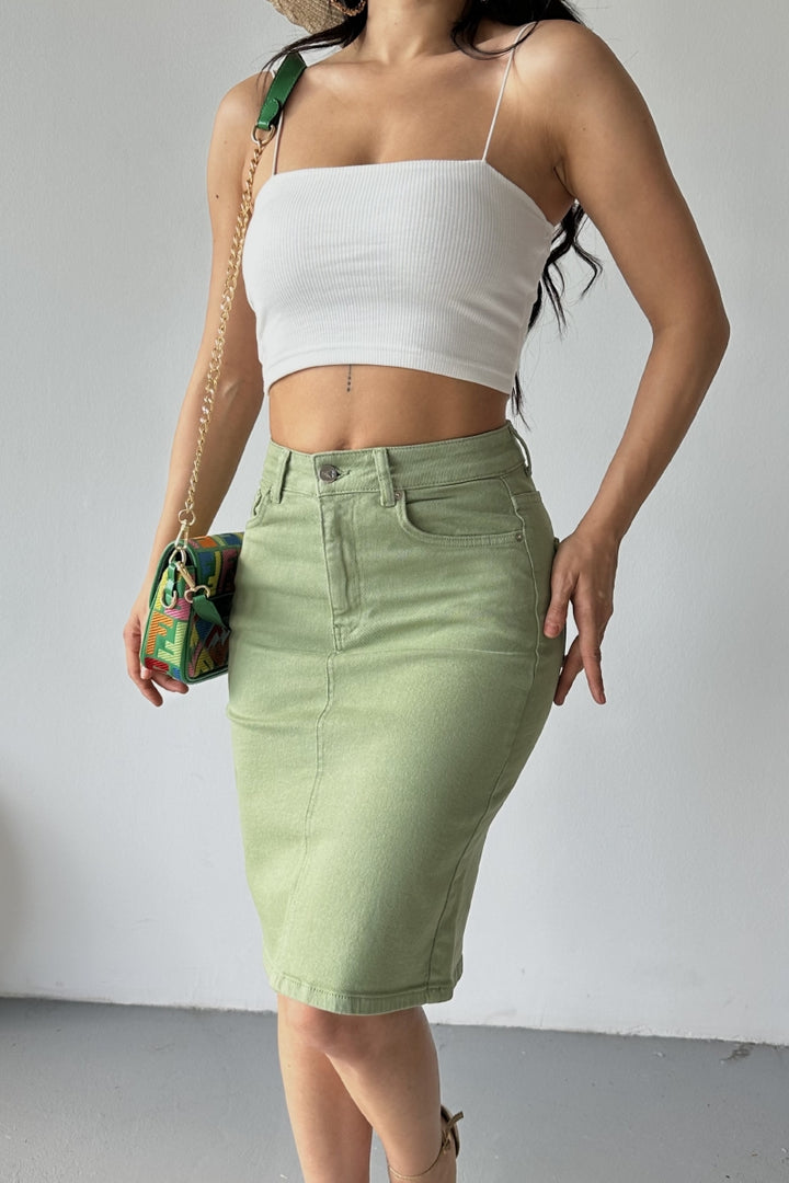 XLJ Classic Mid Length Denim Skirt Mixed - Northampton