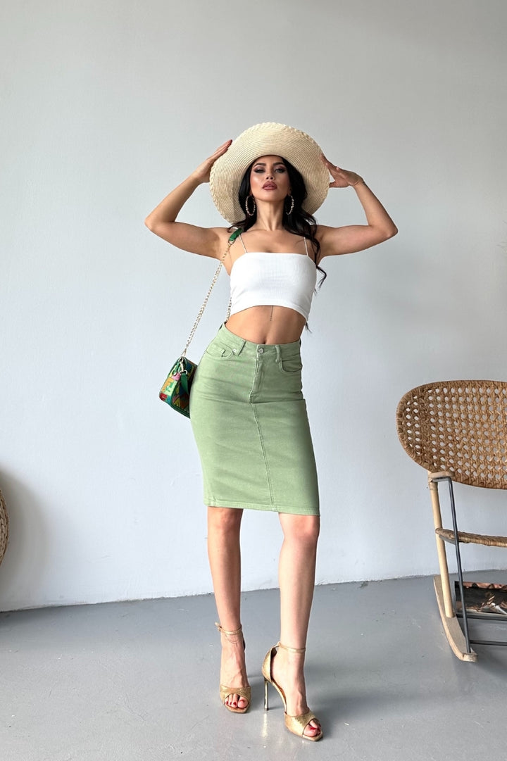 XLJ Classic Mid Length Denim Skirt Mixed - Northampton