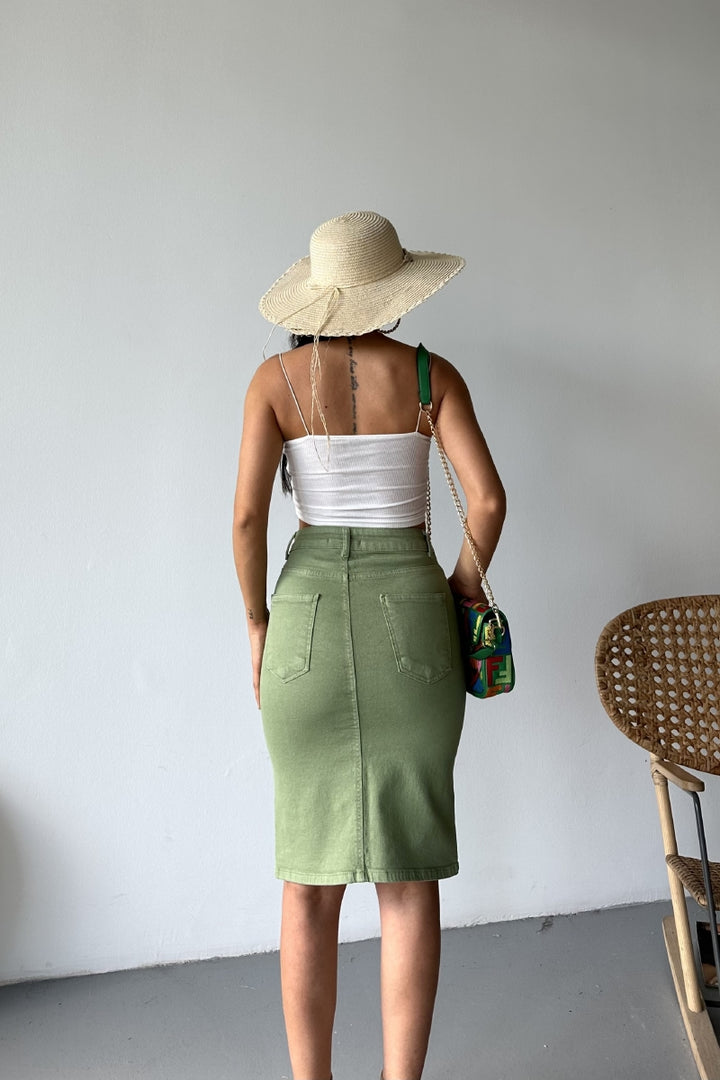 XLJ Classic Mid Length Denim Skirt Mixed - Northampton