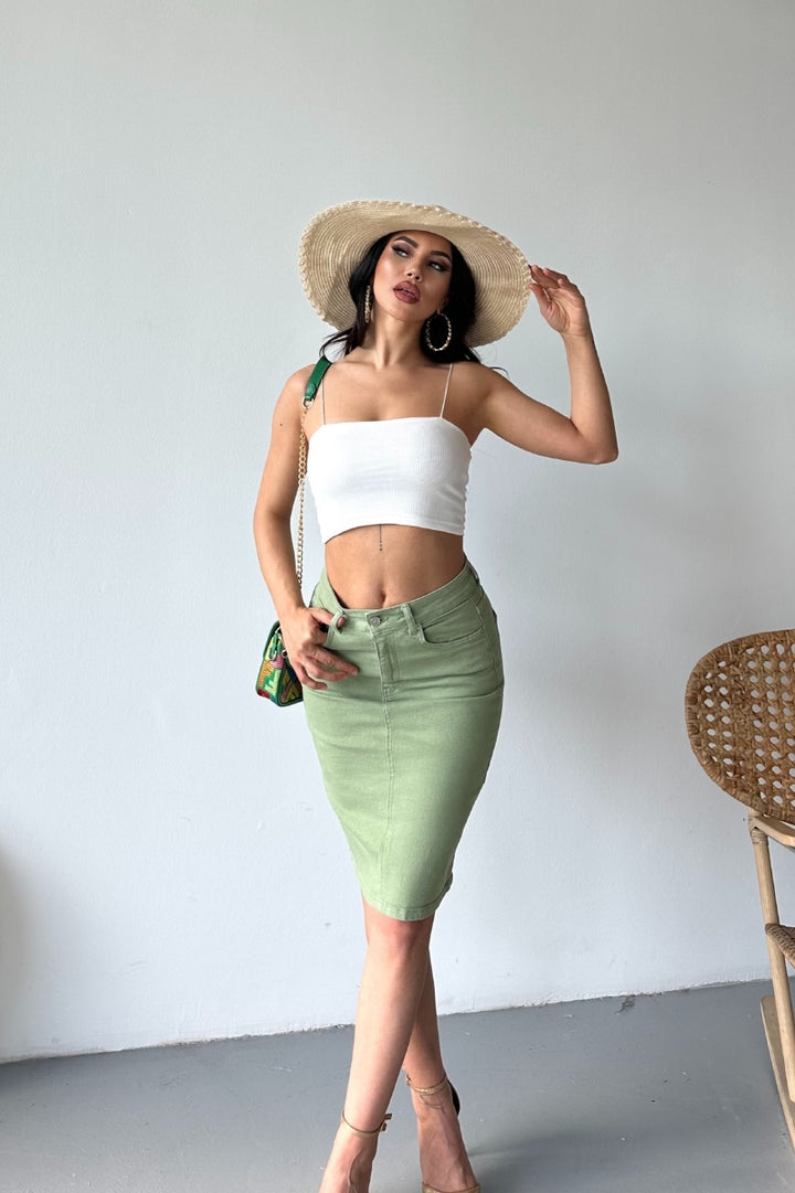 XLJ Classic Mid Length Denim Skirt Mixed - Northampton