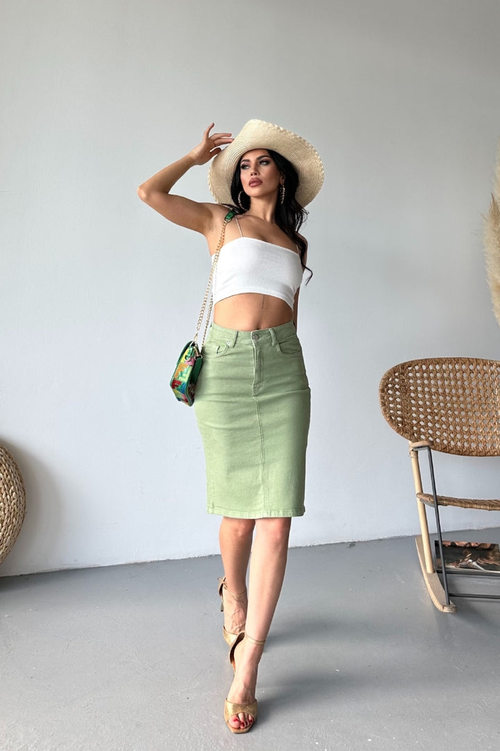 XLJ Classic Mid Length Denim Skirt Mixed - Northampton