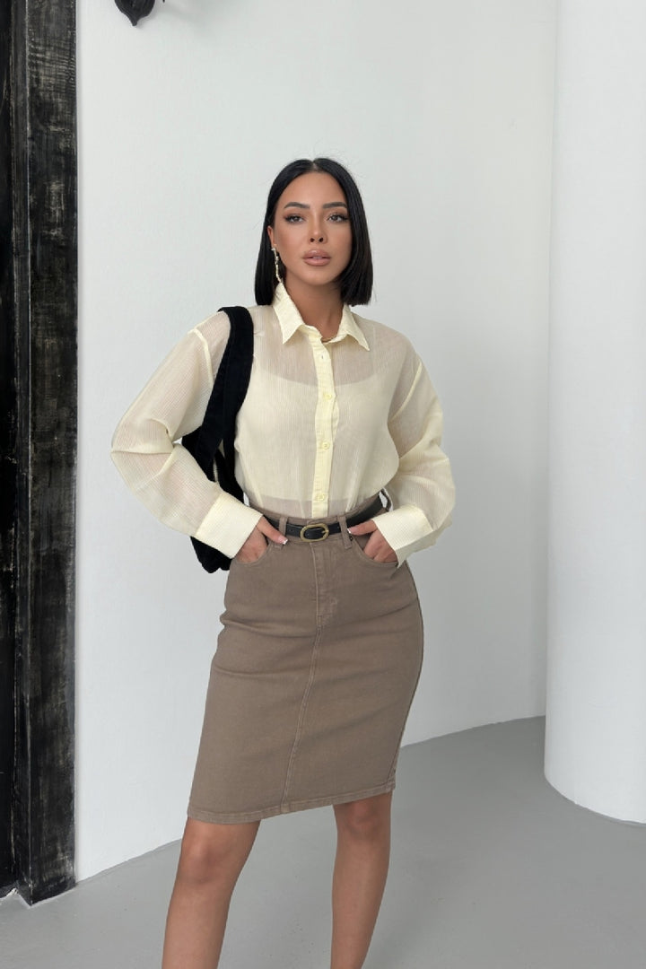 XLJ Classic Mid Length Denim Skirt Mixed - Kent