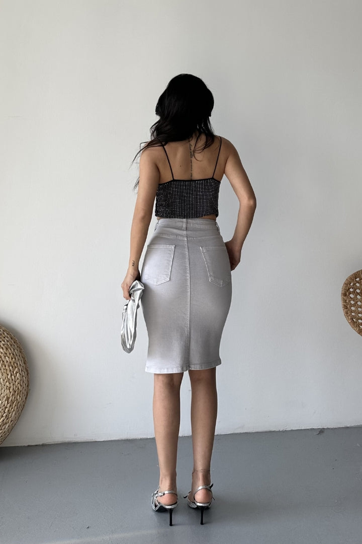 XLJ Classic Mid Length Denim Skirt Mixed - Altrincham