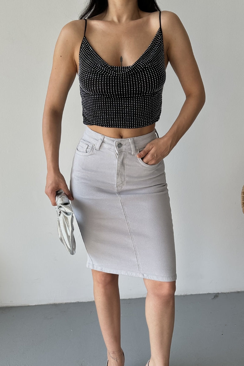 XLJ Classic Mid Length Denim Skirt Mixed - Altrincham