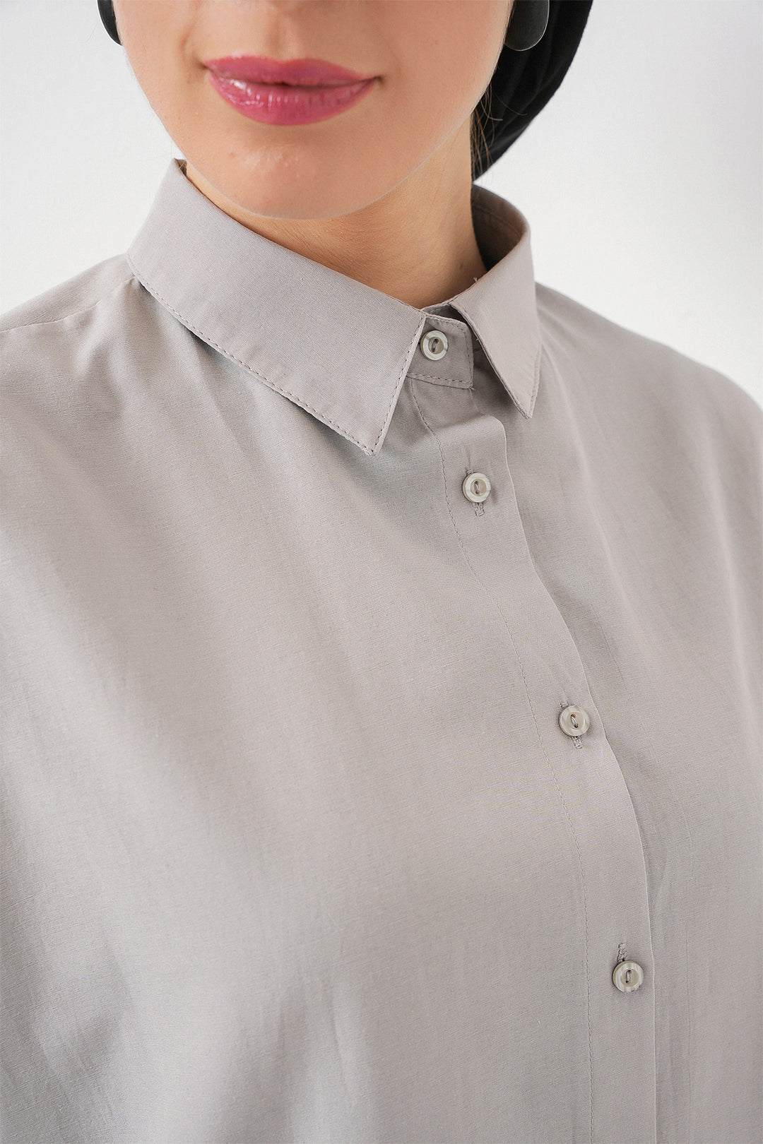 BGD Women Oversize Basic Hijab Shirt - Dark Gray - The Villages