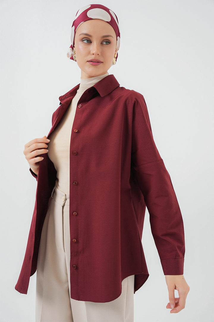 BGD Women Oversize Basic Hijab Shirt - Purple - Mildura